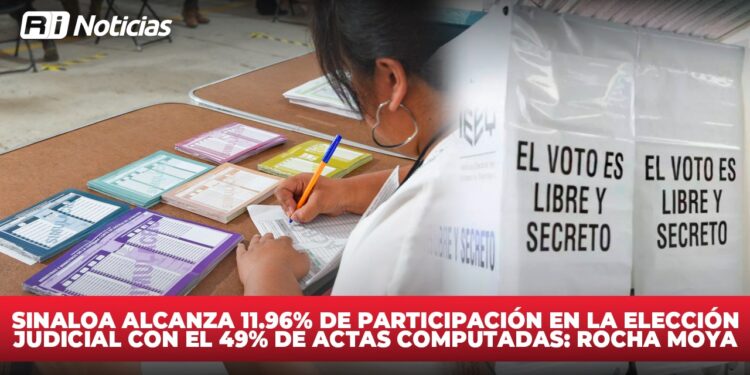 Sinaloa alcanza 11.96% de participación en la Elección Judicial con el 49% de actas computadas: Rocha Moya