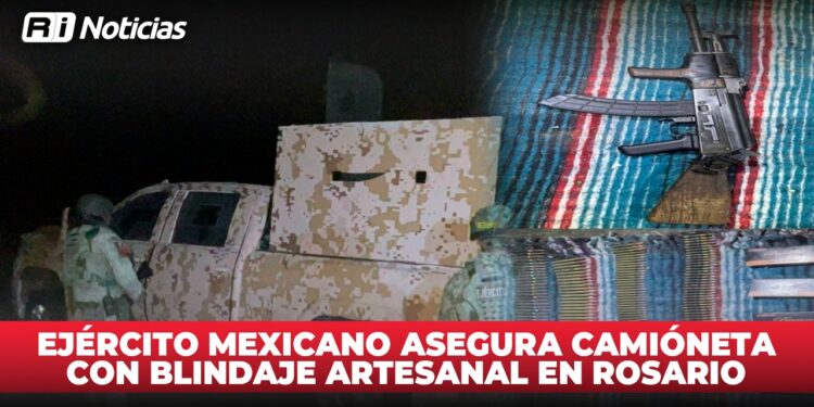 Ejército Mexicano asegura camioneta con blindaje artesanal en Rosario