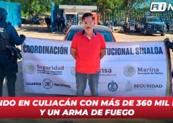 Detenido en Culiacán con más de 360 mil pesos y un arma de fuego