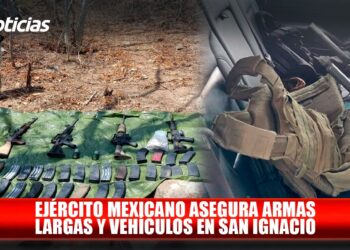 Ejército Mexicano asegura armas largas y vehículos en San Ignacio