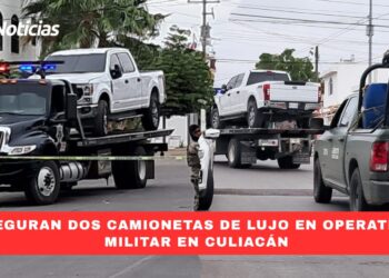 Aseguran dos camionetas de lujo en operativo militar en Culiacán