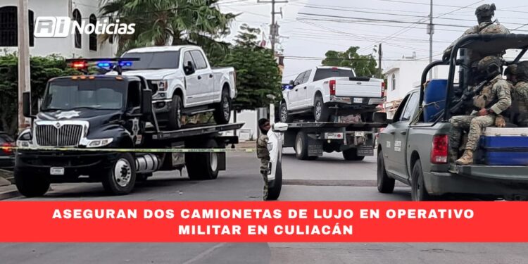 Aseguran dos camionetas de lujo en operativo militar en Culiacán