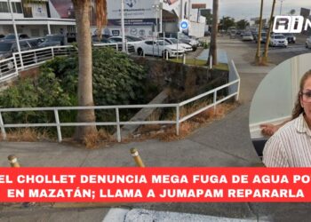 Maribel Chollet denuncia mega fuga de agua potable en Mazatán; llama a JUMAPAM repararla