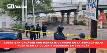 Localizan cadáver con mensaje clavado en la espalda bajo puente en la colonia Recursos en Culiacán
