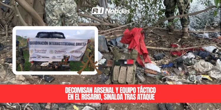 Decomisan arsenal y equipo táctico en El Rosario, Sinaloa tras ataque