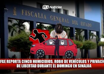 FGE reporta cinco homicidios, robo de vehículos y privación de libertad durante el domingo en Sinaloa