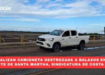 Localizan camioneta destrozada a balazos en el puente de Santa Martha, sindicatura de Costa Rica
