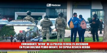 Comandante “Nitro” de la Policía Estatal es asesinado en pleno bulevar Pedro Infante; su esposa resulta herida