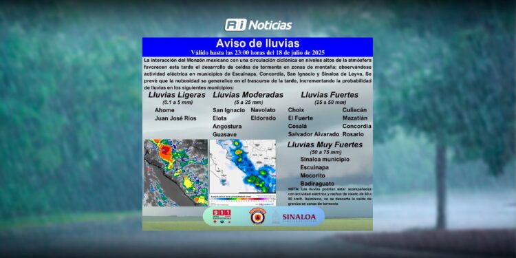 Se espera tarde lluviosa en Mazatlán; Protección Civil emite recomendaciones a la población