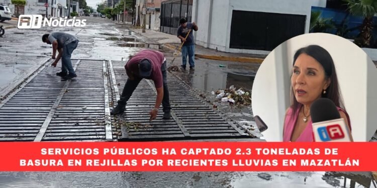 Servicios Públicos ha captado 2.3 toneladas de basura en rejillas por recientes lluvias en Mazatlán