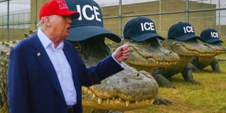 Donald Trump se burla de los migrantes y les manda un mensaje: “Les enseñaremos a huir de un caimán”