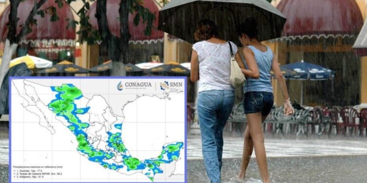 SMN alerta por fuertes lluvias de más de 50 mm en 13 estados este miércoles 30 de julio