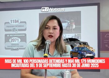 Mas de mil 100 personadas detenidas y 804 mil 179 municiones incautadas del 9 de septiembre hasta 30 de junio 2025