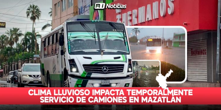Clima lluvioso impacta temporalmente servicio de camiones en Mazatlán