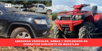 Aseguran vehículos, armas y explosivos en operativo conjunto en Mazatlán