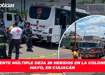 Accidente múltiple deja 20 heridos en la colonia 5 de Mayo, en Culiacán