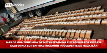 Más de una tonelada de metanfetamina fue asegurada en Baja California Sur en tractocamión procedente de Mazatlán