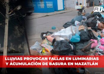 Lluvias provocan fallas en luminarias y acumulación de basura en Mazatlán