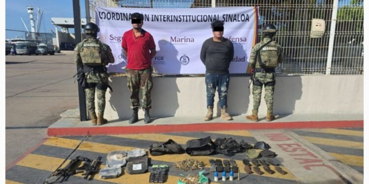 Marina asegura a dos civiles, un vehículo y armamento en Concordia