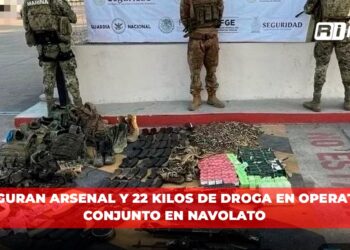 Aseguran arsenal y 22 kilos de droga en operativo conjunto en Navolato