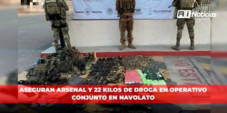 Aseguran arsenal y 22 kilos de droga en operativo conjunto en Navolato