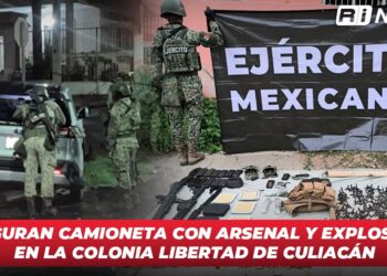 Aseguran camioneta con arsenal y explosivos en la colonia Libertad de Culiacán