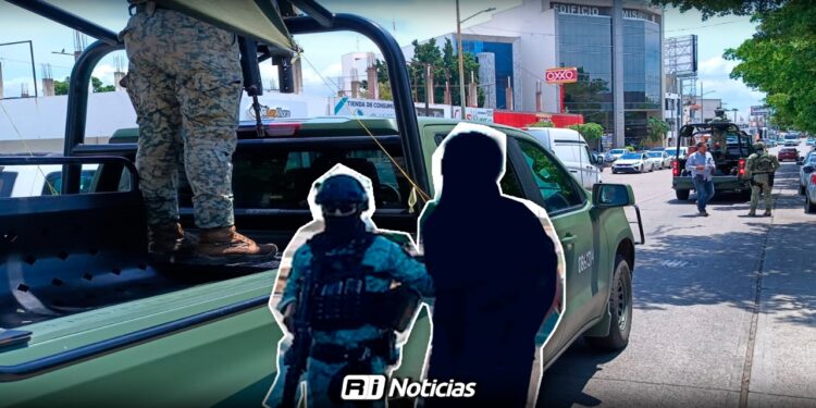 Militares detienen a dos sospechosos en operativo frente a Palacio de Gobierno en Culiacán