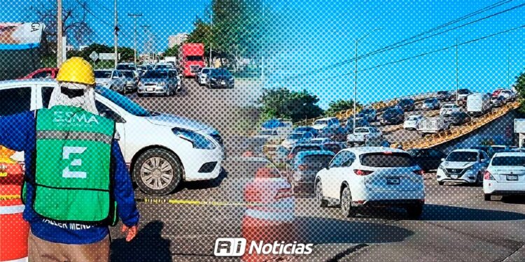 Colapsan rutas alternas por obras en el libramiento 2 de Mazatlán