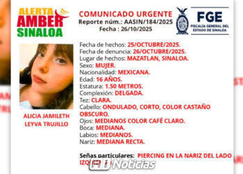 Activan Alerta Ámber por la desaparición de Alicia Jamileth, adolescente de 16 años en Mazatlán