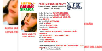 Activan Alerta Ámber por la desaparición de Alicia Jamileth, adolescente de 16 años en Mazatlán