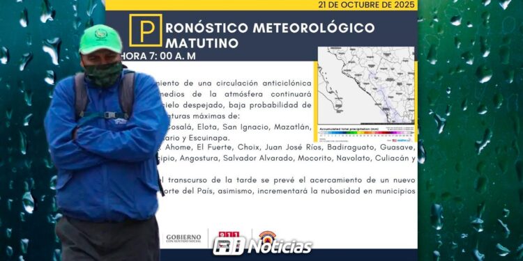 Persiste baja probabilidad de lluvias durante este martes en Sinaloa