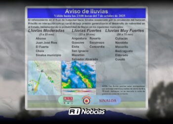 Incrementa probabilidad de lluvias vespertinas en Sinaloa