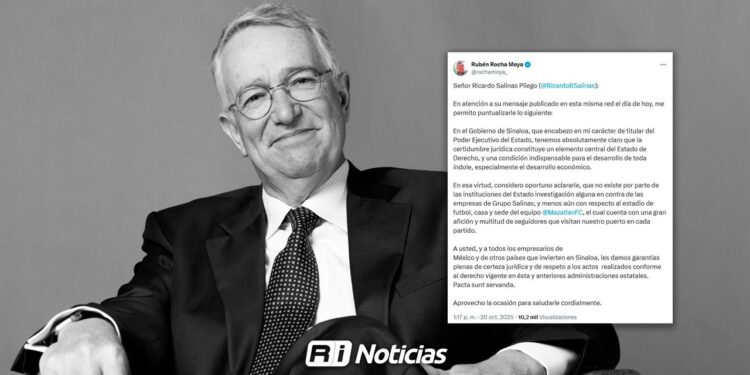 Gobernador de Sinaloa niega investigaciones contra Grupo Salinas tras señalamientos de Ricardo Salinas Pliego