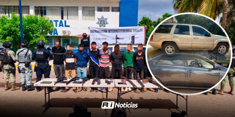 Once detenidos con arsenal y vehículos blindados en Navolato