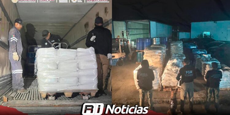 Autoridades federales decomisan más de 13 toneladas de precursores químicos en carretera de Durango