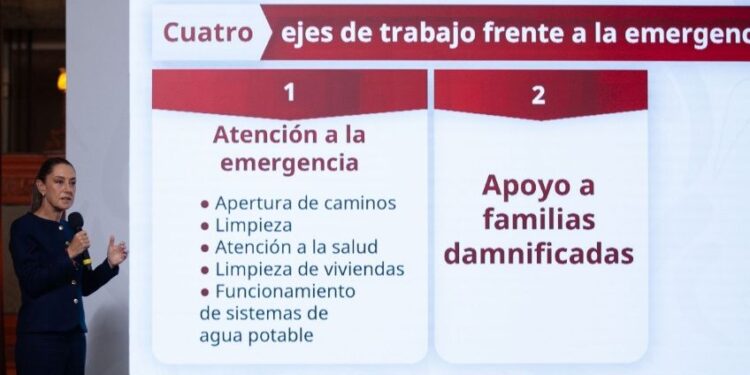 Sheinbaum presenta los 4 ejes para atender emergencias por lluvias en el país