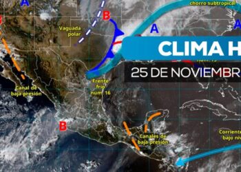 Clima hoy 25 de noviembre de 2025 en México: Frente frío 16 ocasionará lluvias en algunos estados