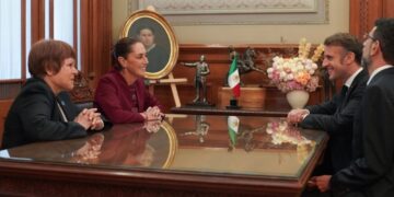 Claudia Sheinbaum y Emmanuel Macron firmaron tres acuerdos en Palacio Nacional