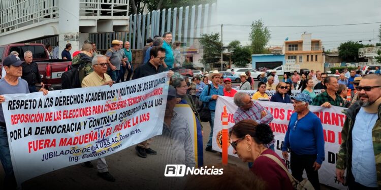 Jubilados de la UAS se manifiestan en el Congreso del Estado