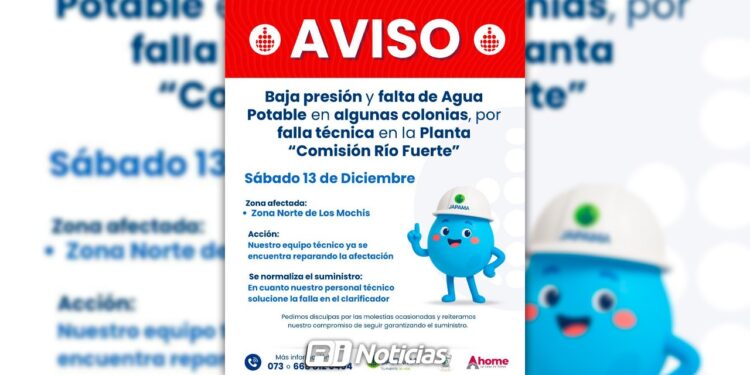 Colonias del norte de Los Mochis, sin agua por falla en planta Comisión Río Fuerte