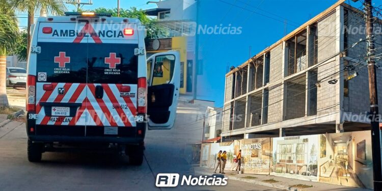 Caída de trabajador de obra moviliza a los cuerpos de emergencia en el fraccionamiento Gaviotas en Mazatlán