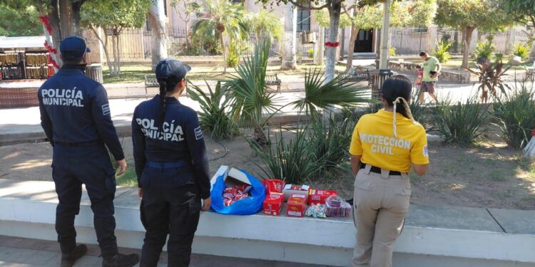 Decomisan pirotecnia durante operativo preventivo en Escuinapa