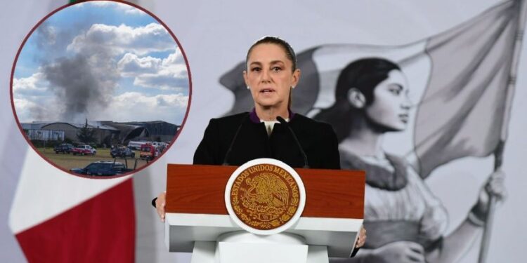 Falla técnica, posible causa de la caída de avioneta en Toluca, dice Sheinbaum