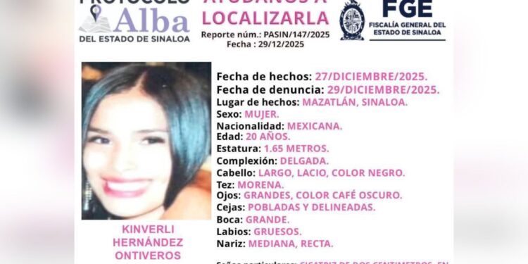 Desaparece joven mujer en la colonia Bahías de Mazatlán