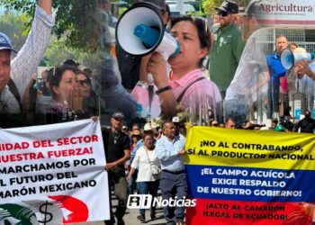 Acuicultores de cuatro estados se manifiestan en Mazatlán; “NO más al ingreso ilegal de camarón”, exigen