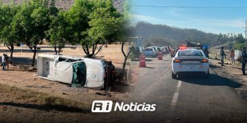 Camioneta de Conapesca vuelca al intentar evadir retén militar en la México 15, en Culiacán