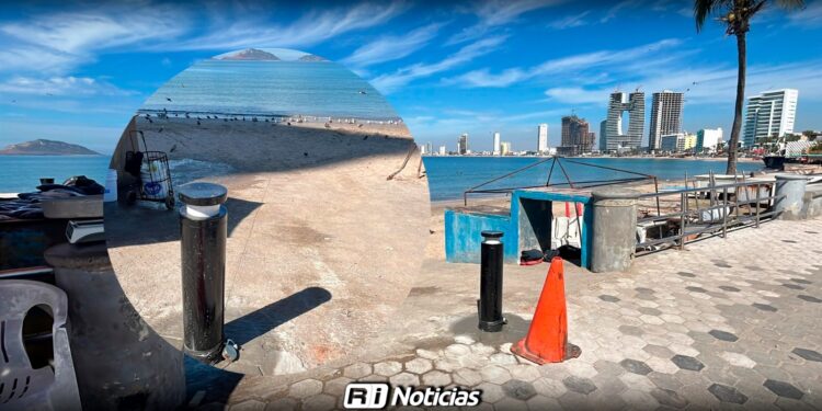 Colocan bolardo metálico en acceso a Playa Norte tras incidente con tráiler