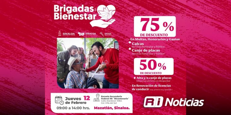 Aprovecha los descuentos en Adeudos Vehiculares en la Brigada del Bienestar del DIF en Mazatlán