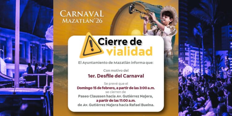Por desfile del Carnaval, cerrarán la Avenida del Mar el día domingo