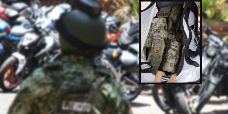 Ejército halla más de 700 mil dólares en efectivo al interior de mochila deportiva durante revisión en Culiacán